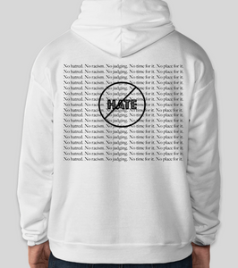 This is the popular Art of Love Hoodies with a positive message. Anything related to hatred, racism or judging others is not allowed! There's no time or place for it. Get hip to the message in our #ConsciousHoodies.   This is perfect for you and your crew. Support a good cause and rock this hoodie while having fun and still looking cool.  Warm and cozy for chilly summer mornings or nights. Available in multiple colors.